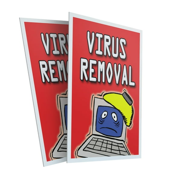 Virus Removal (2-PACK) 24" x 36" Plastic Signs | Sign Insert 4mm Corrugated Plastic Signs Storefront Window Poster