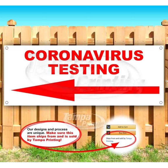 Virus Testing Left Arrow 13 oz Vinyl Banner With Metal Grommets