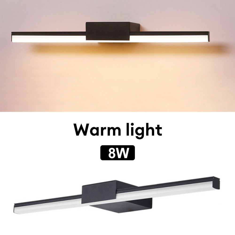 Virwir 15.74inch Modern LED Bathroom Vanity Light 8W Adjustable Black Vanity Lighting, Warm