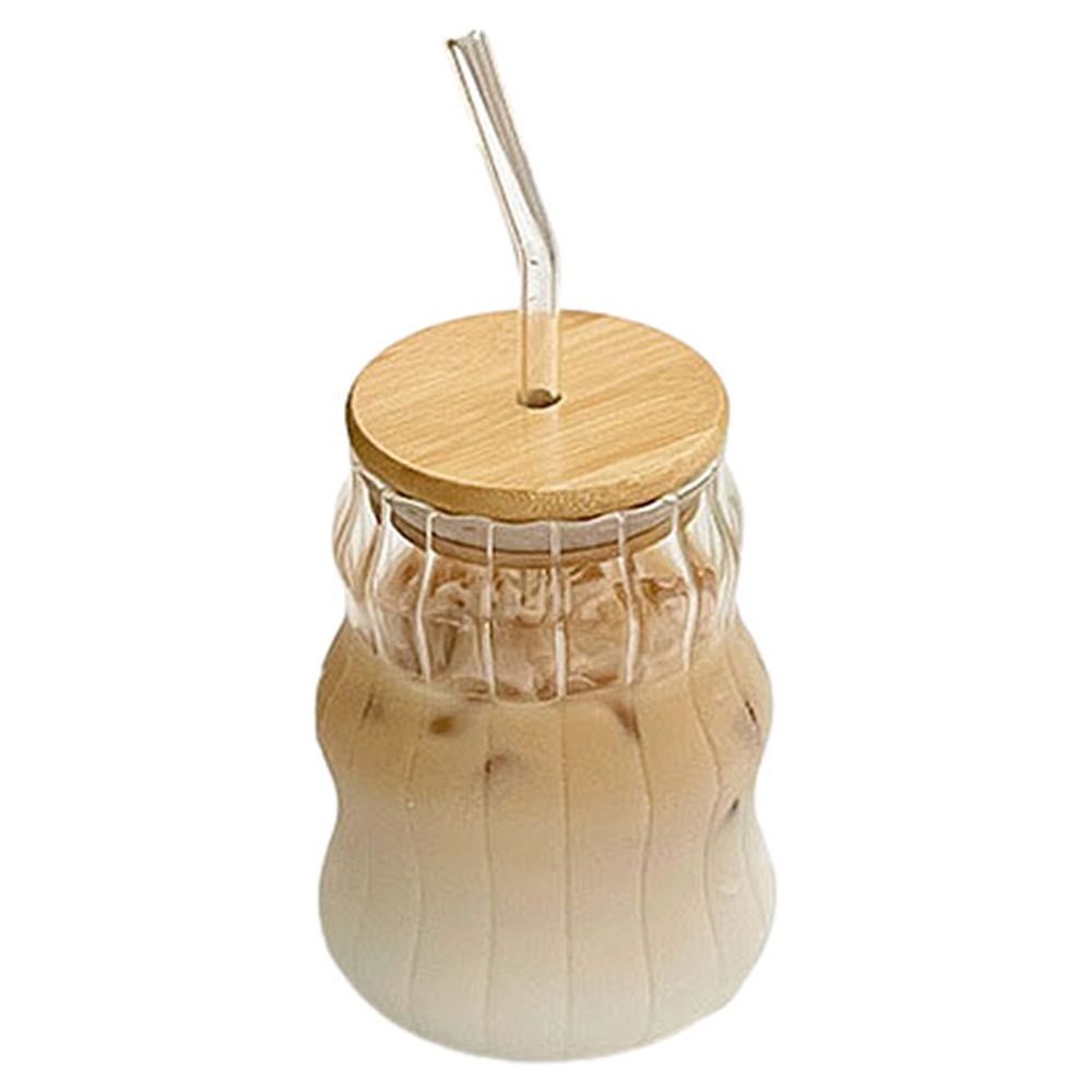 Virwir 18oz Glass Cups with Lids and Straws Glass Iced Coffee Cups