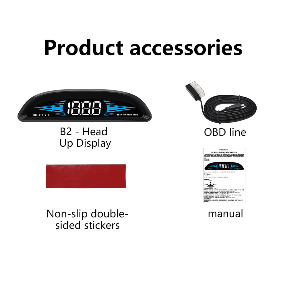 Virwir 4 Inch B2 HUD Headup Display OBD2 Universal Vehicle Speed Water