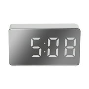 Virwir Digital Alarm Clock LED Mirror Electronic Clocks 12/24H USB Charging Auto Adjustable Brightness for Home Office