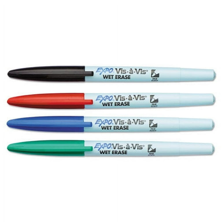 Vis-a-Vis Wet Erase Marker, Fine Bullet Tip, Assorted Colors, 4/Set Vis-a-Vis Wet Erase Marker, Fine Bullet Tip, Assorted Colors, 4/Set