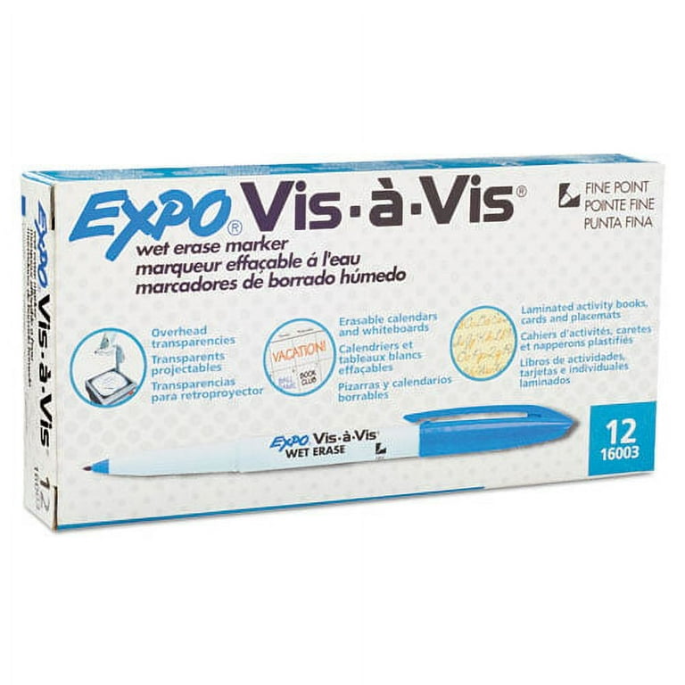 Vis-a-Vis Wet Erase Marker, Fine Bullet Tip, Blue, Dozen Vis-a-Vis Wet Erase Marker, Fine Bullet Tip, Blue, Dozen
