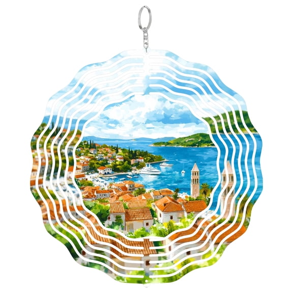 Vis Island Cove 3D Wind Spinner Croatia Hidden Gem Decor