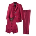 thumbnail image 1 of Visaccy 3 Piece Kids Boys' Formal Burgundy Blazer Vest and Pants Dress Suits Set for Party Size 3T, 1 of 5