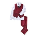 thumbnail image 1 of Visaccy 4 Piece Boys' Formal Suit Set with Vest Pants Dress Shirt and Tie Burgundy 5Years, 1 of 5