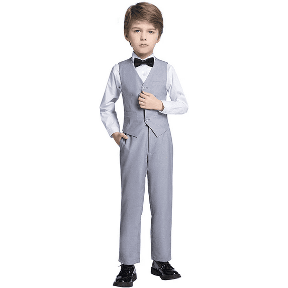 Visaccy Boy Slim Fit Suit Kids Formal Suits for Boys Vest Pants and Shirt Set 6T