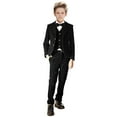 thumbnail image 1 of Visaccy Boy Suits 5 Pieces Outfit Set Boys Velvet Suit Blazer Vest Pants Formal Black Tuxedo Slim Dresswear, 1 of 5