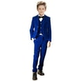 thumbnail image 1 of Visaccy Boy Toddle Teenagers Suits 5 Pieces Outfit Set Boys Velvet Suit Blazer Vest Pants Formal RoyalBlue Tuxedo Slim Dresswear, 1 of 4