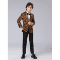 thumbnail image 1 of Visaccy Boy's Gentleman 4pcs Suit Set , Feather Pattern Coat, Formal Wear For Speech Performance Birthday Party, Kid's Clothes For Spring Fall Winter Yellow, 1 of 5