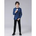 thumbnail image 1 of Visaccy Boy's Gentleman 4pcs Suit Set , Feather Pattern Coat, Formal Wear For Speech Performance Birthday Party, Kid's Clothes For Spring Fall Winter Blue, 1 of 5