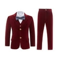 thumbnail image 1 of Visaccy Boys 5pcs Suit Tuxedo Suits for Toddler Boys Ring Bearer Suit Wedding Wine Outfit Jackets Vest and Pants Suits 3, 1 of 5