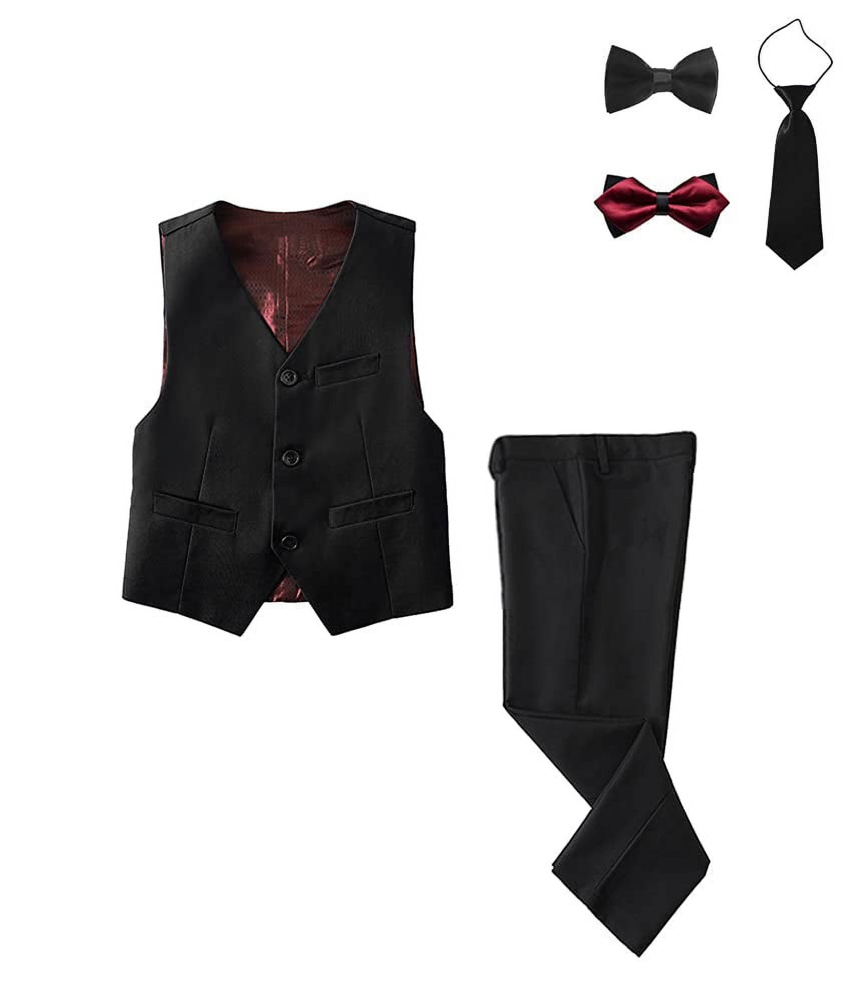 Visaccy Boys Formal 5 Piece Suit Vest Pants Set Black 8