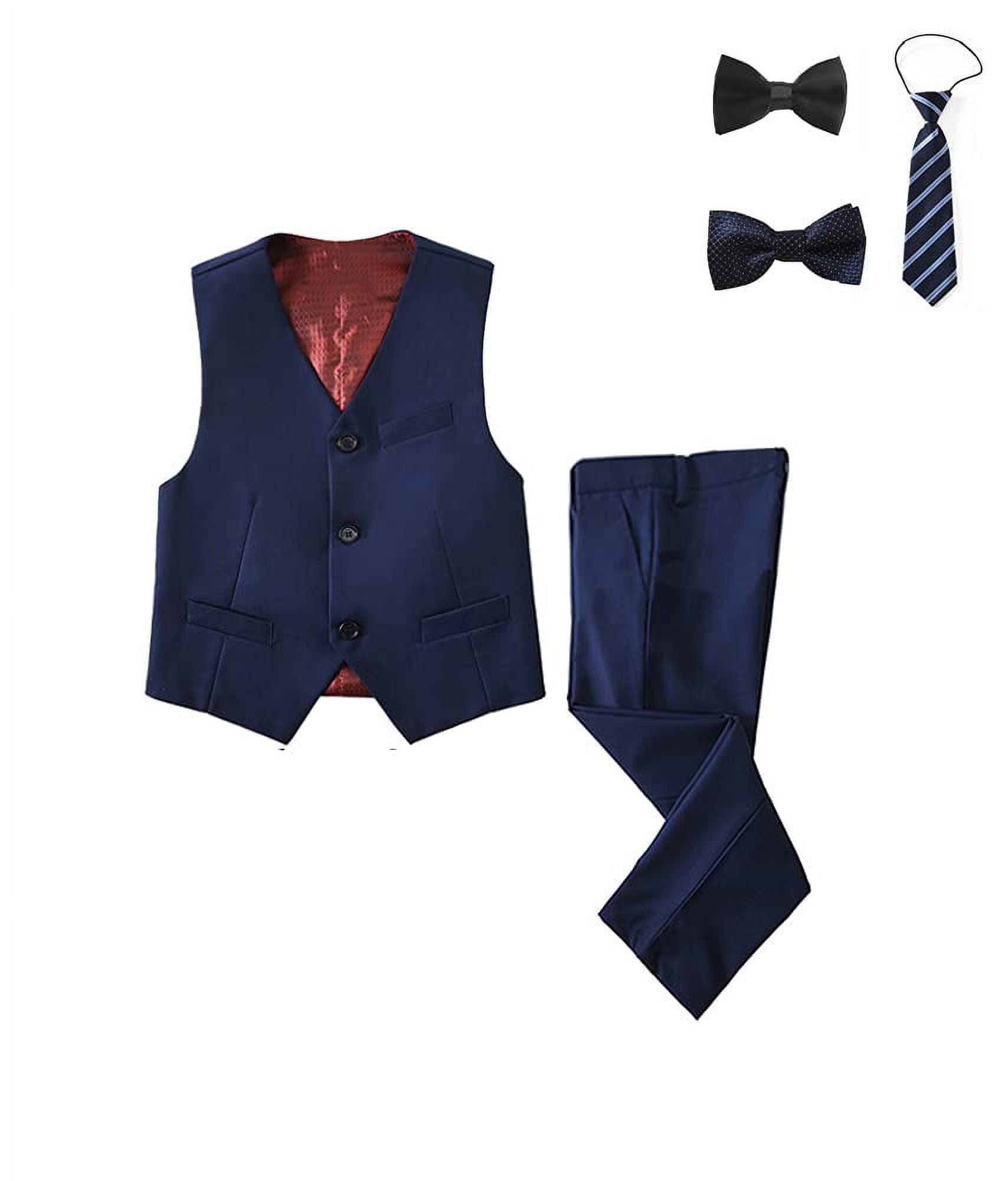 Visaccy Boys Formal 5 Piece Suit Vest Pants Set Navy 6
