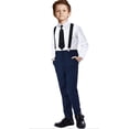 thumbnail image 1 of Visaccy Boys Formal Suit Set Navy Slim Fit Dresswear Toddler Boy Suspender Outfit Size 12Years, 1 of 5
