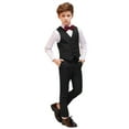 thumbnail image 1 of Visaccy Boys Suit 4PC Baby Suits Wedding Party Vest Suit Set Little Gentleman Waistcoat Prom Tuxedo Dress suit Outerwear Party Vest+Shirt+Tie+Pants Outfits Clothes Set for Kids Black 12, 1 of 4