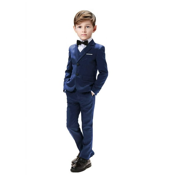 Visaccy Boys Suits 5 Pieces Slim Fit Blazer Pants Outfit Suit Navy for Wedding New Year's Prom Party 6 Years