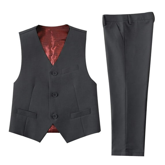 Visaccy Dark Gray Boy's Formal Suits Set 2pcs Vest and Pant Size 8Years