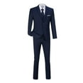 thumbnail image 1 of Visaccy Men’s Slim Fit Suit One Button 3-Piece Blazer Dress Business Wedding Party Jacket Vest & Pant Navy, 1 of 4