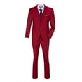thumbnail image 1 of Visaccy Men’s Slim Fit Suit One Button 3-Piece Blazer Dress Business Wedding Party Jacket Vest & Pant Red, 1 of 4