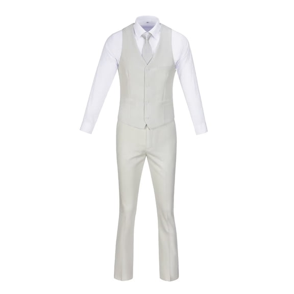 Visaccy Men’s Slim Fit Suit One Button 3-Piece Blazer Dress Business Wedding Party Jacket Vest & Pant