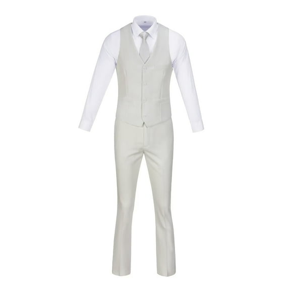Visaccy Men’s Slim Fit Suit One Button 3-Piece Blazer Dress Business Wedding Party Jacket Vest & Pant