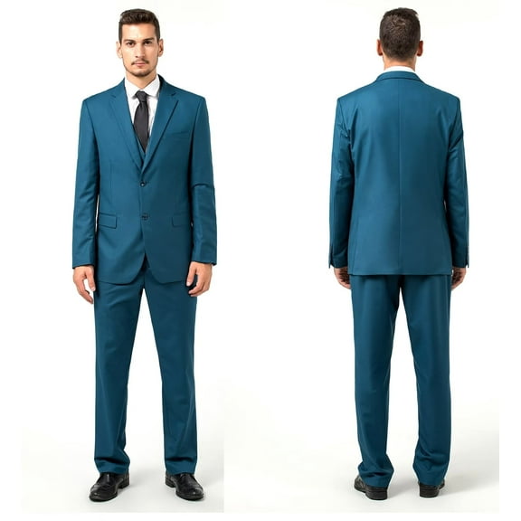 Visaccy Men’s Slim Fit Suit Two Button 3-Piece Blazer Dress Business Wedding Party Jacket Vest and Pant