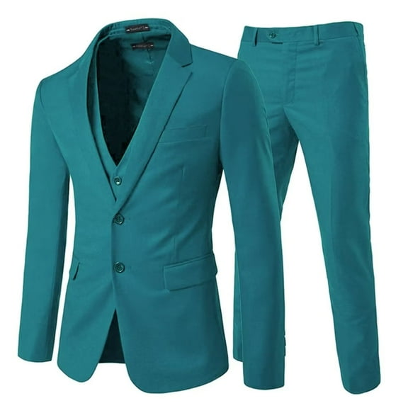 Visaccy Men’s Slim Fit Suit Two Button 3-Piece Blazer Dress Business Wedding Party Jacket Vest and Pant