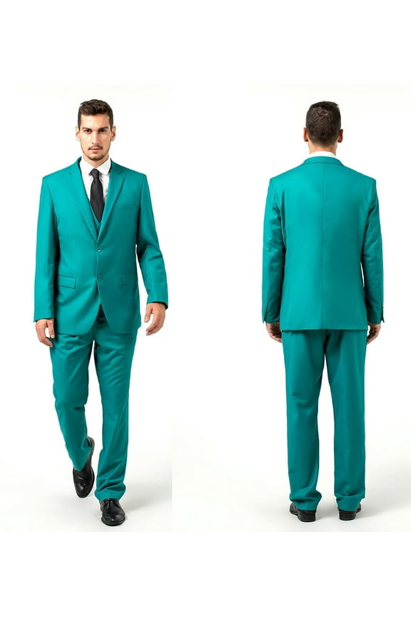 Men’s Slim Fit Suit Two Button 3-Piece Blazer Dress Business Wedding Party Jacket Vest and Pant
