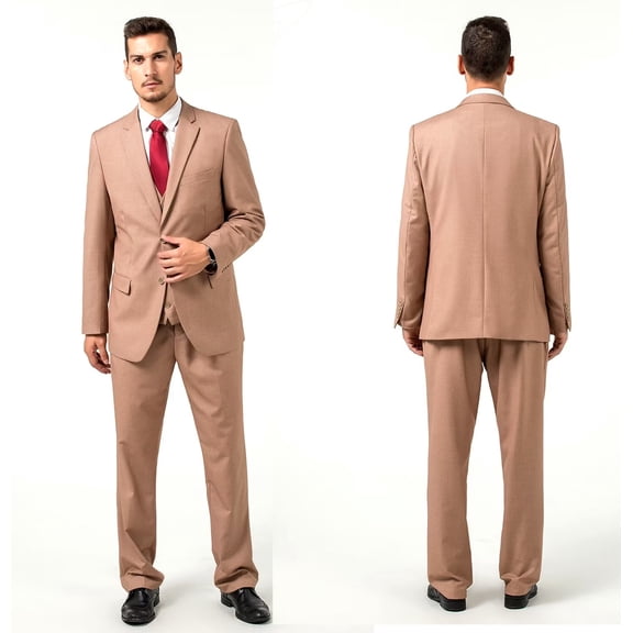 Visaccy Men’s Slim Fit Suit Two Button 3-Piece Blazer Dress Business Wedding Party Jacket Vest and Pant