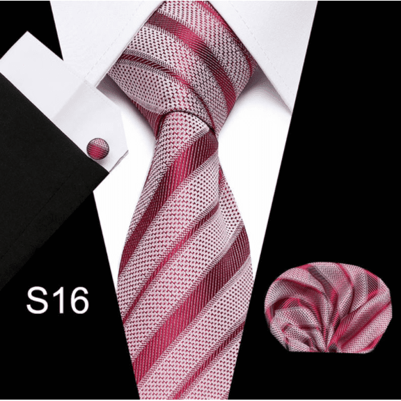 Visaccy Men's Wedding Tie Set And Pocket Silk Necktie Cufflinks for Party Prom