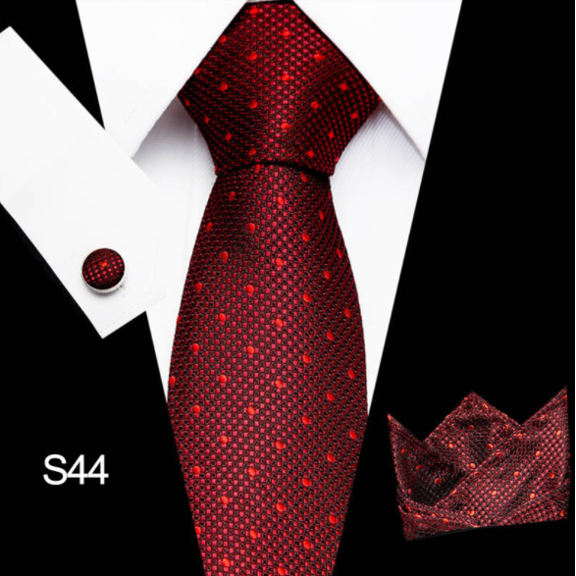 Visaccy Men's Wedding Tie Set And Pocket Silk Necktie Cufflinks for Party Prom
