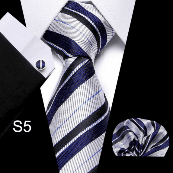 Visaccy Men's Wedding Tie Set And Pocket Silk Necktie Cufflinks for Party Prom