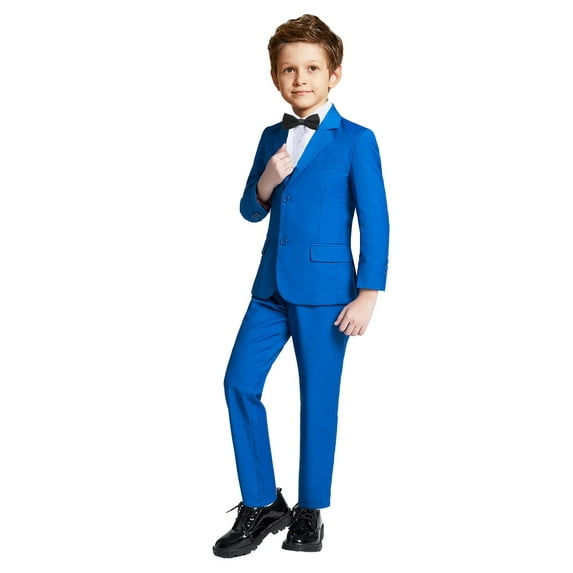 Visaccy Royal Blue Boys Suits 5 Pieces Slim Fit Blazer Pants 5Yeras Outfit Suit for Wedding