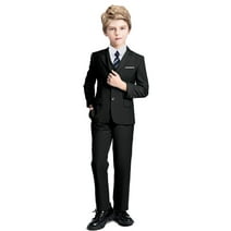 Visaccy Toddler Suits for Boys Tuxedo Suit Boys' Ring Bearer Suits Black Kids Wedding Outfit Boys Dress Clothes Dress up Size 8