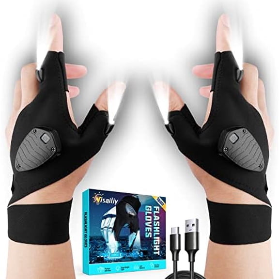 Visailiy LED Flashlight Gloves, Cool Gadgets Unique Birthday Gifts for Dad Boyfriend Husband Him, Light Gloves Tool for Camping Fishing Car Repairing Hiking$$Tools & Hardware Other
