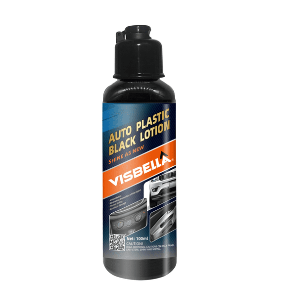 Visbella Auto Plastic Black Lotion, Black Plastic Restorer, for Car Interior & Exterior Trim, Restores Faded Trim & Rubber, Anti-UV, 100ml