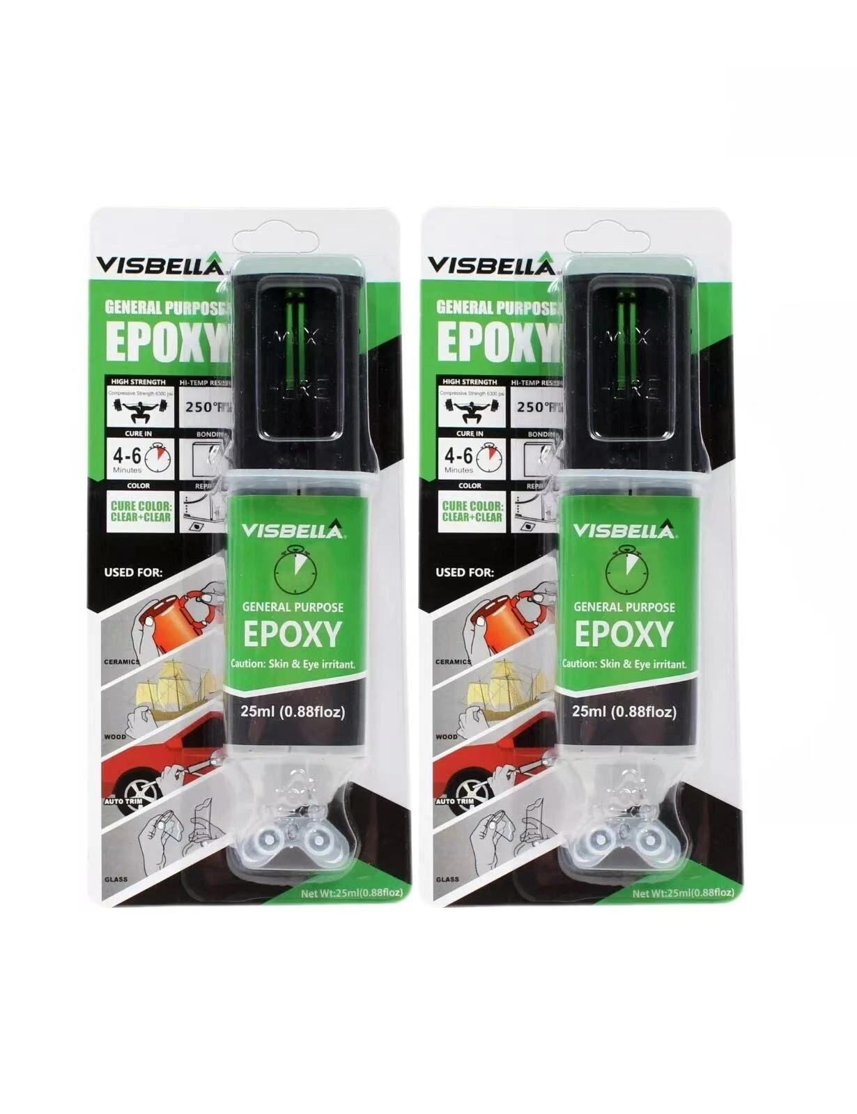 Visbella Epoxy(Ab) Glue, 2 Packs, Set In 5 Min. Water-Resistant, Will Not Shrink