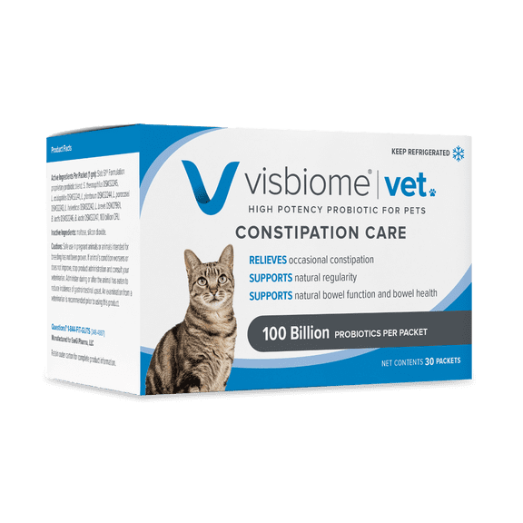 Visbiome Vet Constipation Care High Potency Probiotic for Cats 100B CFU Ships Cold 30 Packets