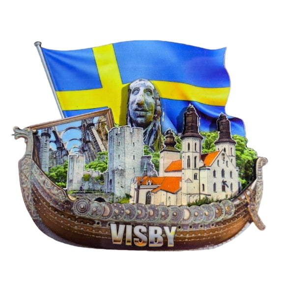 Visby Sweden 3D Fridge Magnet Souvenir Gift,Wood Handmade Visby Refrigerator Magnet Home Decoration Collection