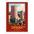 thumbnail image 1 of Visby Sweden - The Town of Ruins and Roses - City Wall - Vintage Travel Poster by Ivar Gull c.1937 - Fine Art Matte Paper Print (Unframed) 24x32in, 1 of 4