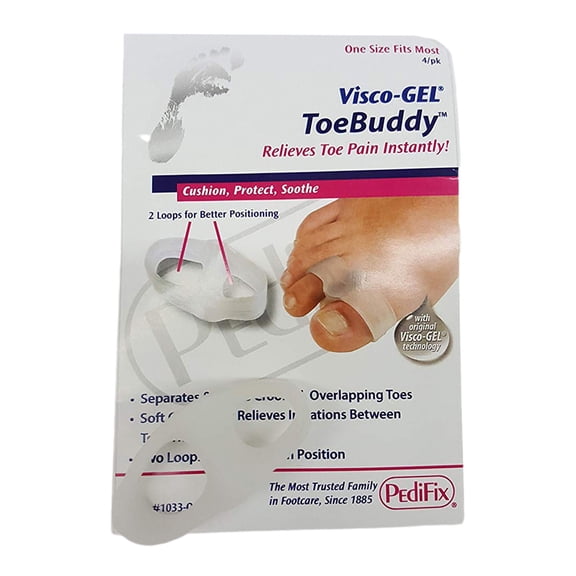 Visco-GEL ToeBuddy Clear Toe Spacer One Size Pull-On for the Toe 1033, 4 Ct
