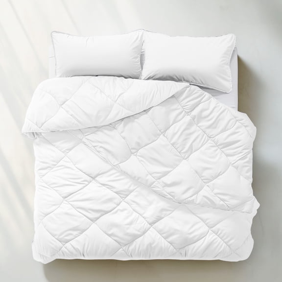 ViscoSoft All Seasons Down Alternative Comforter Full Size - Breathable Premium Reversible Microfiber White Duvet Cover Insert