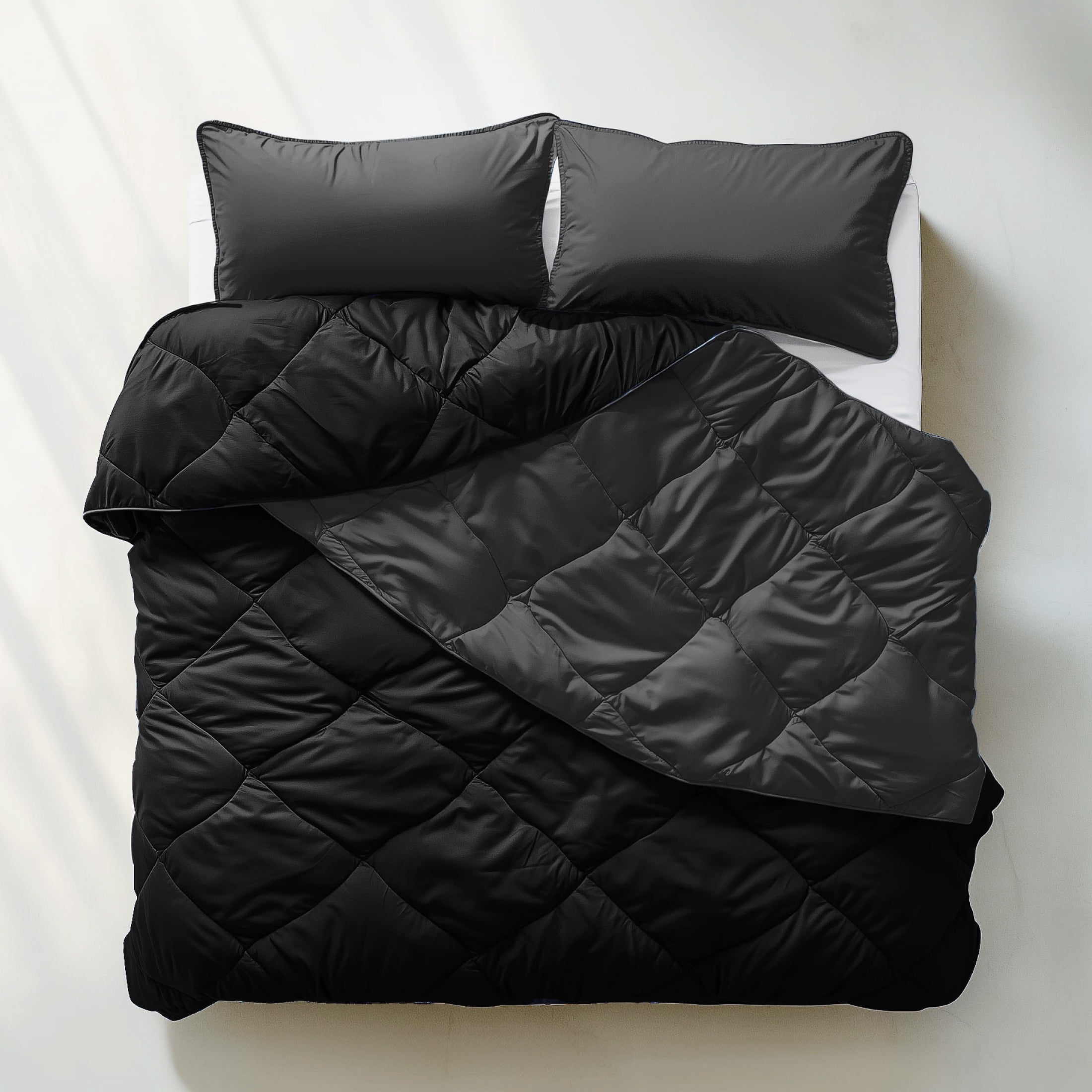 Twin Black and Gray Reversible Microfiber Comforter
