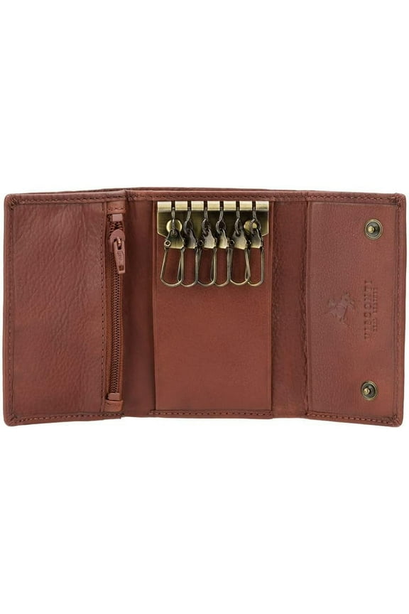 Visconti 1178 Genuine Leather Mens Slim Key Case Wallet/Key Chain Wallet/Key Holder Wallet (Brown)