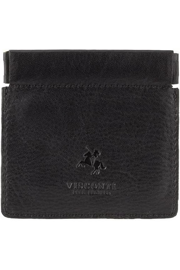 CP7 Mens Small Leather Coin Purse Pouch Change Wallet or Key Holder (Black)