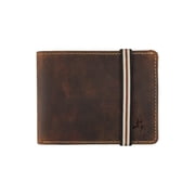 Visconti Segesta Elastic Closure Bi Fold Real Leather Tap and Go Slim Wallet Card Holder RFID Tan
