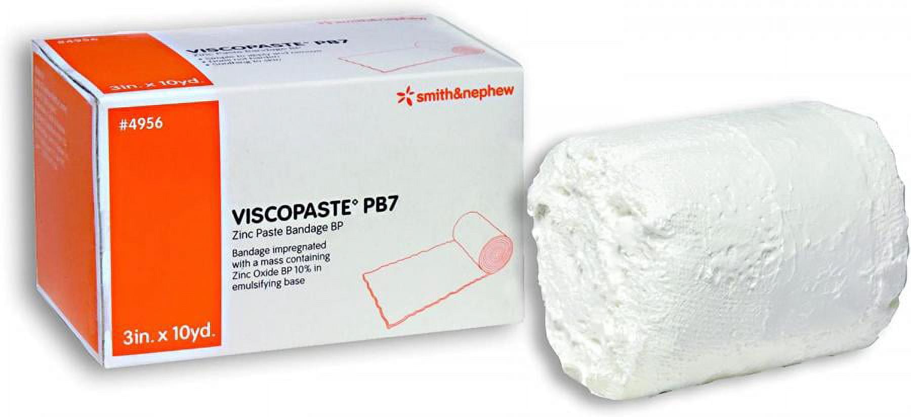 Viscopaste PB7 Zinc Paste Bandages, Open Weave Fabric, 3 Inches x 10 Yards, White, 12 Count
