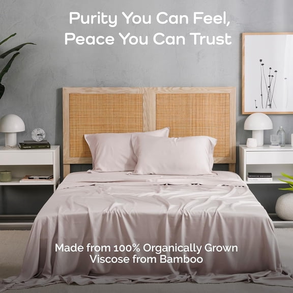 Viscose from Bamboo Sheets Twin XL Size, Super Soft Bedding Set, 3PC Cooling Sheets for Hot Sleepers, Vegan Silk Moisture Wicking, Organically Grown Bedsheet, Blush -38" x 80"